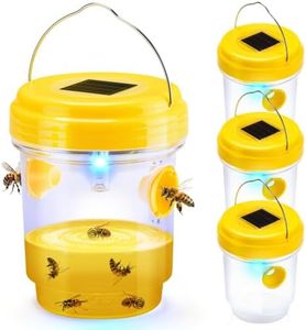 YOOYHHOME Wasp Traps Outdoor Hanging, Solar Wasp Trap for Hunting Wasps, Bees, Hornets, Insects, Carpenter Bee Traps for Outside, Reusable Wasp Traps, Bee Killer and Wasp Catcher for Outside 4 Pack