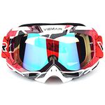 Motorcycle Motocross Goggles ATV Racing Goggles Dirt Bike Tactical Riding Motorbike Goggle Glasses, Bendable Windproof Dustproof Scratch Resistant Protective Safety Glasses (Red)