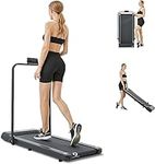 COSMO BUY Running Foldable Treadmill Under Desk Indoor Portable Walking Pad Running Treadmill for Home Jogging Folding Machine with Widened Belt Adjustable 1-10Km/H Speed