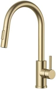 FORIOUS Robinet Cuisine, Mitigeur Cuisine Douchette Evier Cuisine Pivotant à 360° d'Évier à Arc Élevé Pulvérisateur Escamotable 2 Modes, Or Brossé