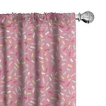 Ambesonne Pink and White Window Curtains Pack of 2, Abstract Pattern of Colorful Donut Sprinkles Tasty Food Bakery Theme, Lightweight Set with Rod Pocket, 4 Panels of - 28" x 95",Pink Yellow