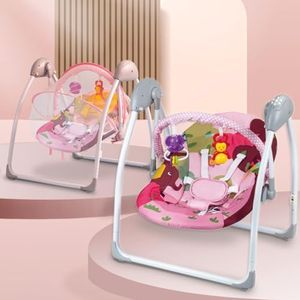 INFANTSO Automatic Baby Swing with Hanging Toys and Remote Control for Newborn Baby (Pink)