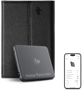 Smart Voice Recorder with Phone App, iZYREC 32GB Bluetooth Voice Activated Recorder for Lectures Meetings Black (64GB Grey & Black Case)