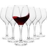 Homiu Large Red Wine Glasses | Set of 6 | 440 ML | Napoli Collection | Glass Drinking Crystal Clear Wine Glass | Wedding Gift Cocktail Set | Home Restaurants Kitchen | Dishwasher Safe