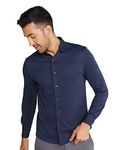 DAMENSCH Constant Cotton Thermoregulating Pique Full Shirts-Pack of 1-True Navy-X-Large