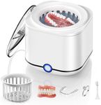 Miorcols Ultrasonic Retainer Cleaner, 48kHz Retainer Cleaner Machine for Dentures, Mouthguard, Braces, Night Guard, Toothbrush, Jewelry with 7.8OZ Dental Cleaning Pod-Cool White