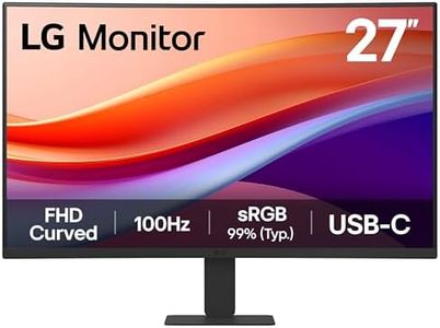 LG Monitor 27U421A – Curved FHD 1080p VA 27 inch, 100Hz, 5ms, Computer desktop display Flicker safe & Reader Mode, USB-C, HDMI, Matte Black