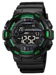 FANMIS Mens Digital LED Sports Watch Military Multifunction Dual Time Alarm Countdown Stopwatch 12H/24H Time Backlight 164FT 50M Waterproof Calendar Month Day Date Watch, Black, Digital