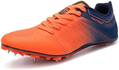 Zakey Mens Womens Track and Field Shoes Spikes Track Race Jumping Sneakers Professional Running Nail Spikes Shoes for Kids Orange