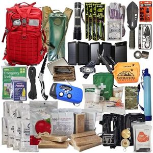 Sirius Survival Bug Out Bag - Premium Bugout Backpack Pre-Packed Survival Kit - Ultimate Bug Out Bag Backpack Survival Kit - Comprehensive Survival Bag - Go Bag Emergency Backpack (Red)