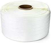 QWORK 3/4" x 1640' Woven Cord Strapping Roll, Heavy Duty Polyethylene Braided Rope Strap Roll, 1830 lb Strong Break Strength 6" x 3" Core, Strength and Flexibility, White