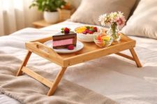 DDS Dream Decor Shoppee Breakfast Bed Tray with Folding Legs Bed Table Tray Wooden Portable Lap Desk Wooden Serving Dinner Tea TV Tray