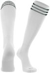 TCK Elite Finale 3 Stripe Soccer Socks (White/Dark Green, Large)