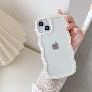 QLTYPRI Funda Compatible con iPhone 11 Pro MAX, Lindo Marco de Ondas Rizadas Caso Transparente para Niñas Mujeres, Carcasa Protectora de Silicona Suave TPU Bumper a Prueba de Golpes - Blanco