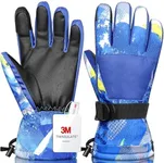 Odtmger Ski Gloves, Winter Gloves,Winter Waterproof Ski Gloves, Warm and Breathable Snow Gloves, Suitable for Outdoor Sports of Boys and Girls in Cold Winter