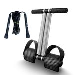 RASCO Double Spring Tummy Trimmer Men and Women for Abs Workout Stomach Exercise Machine for Women and Men Exercise in Gym with Skipping Robe Combo Pack (Black Black)