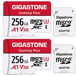 Gigastone 256GB 2-Pack Micro SD Card, Gaming Plus, Nintendo-Switch Compatible, R/W 100/60MB/s, 4K Video Recording, Micro SDXC UHS-I A1 U3 Class 10, with Adapter