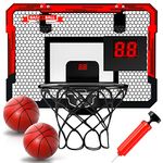 EPPO Basketball Hoop Indoor for Kids 16.5" X 12.5" - Automatic Scoring Basketball Hoop Mini Basketball Hoop for Door with 2 Balls，Basketball Toy for Kids Boys Teens， A Basketball Lover as Gift