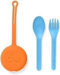 OmieBox Kids Utensils Set with Case - 2 Piece Plastic, Reusable Fork and Spoon Silverware with Pod for Kids, Travel, Lunch Boxes - (Sunrise)