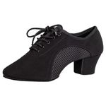 Asyusyu Black Dance Shoes for Women Ballroom Dancing Shoes 1.5" Heel Meshed Latin Dance Shoes-6 UK