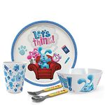 Zak Designs Nick Jr. Blue's Clues Kids Dinnerware Set Includes Plate, Bowl, Tumbler and Utensil Tableware, Made of Durable Material and Perfect for Kids (5 Piece Set, Non-BPA)