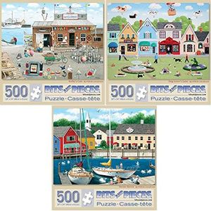 Bits and Pieces - Value Set of 3-500 Piece Jigsaw Puzzles for Adults - Large Piece 500 pc Jigsaws by Artist Wilfrido Limvalencia - 18” x 24”