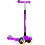 BELEEV Deluxe Scooter for Kids Age 3-12, 3 Wheel Scooter for Toddlers Girls Boys, Kick Scooter with 4 Adjustable Height, Lean to Steer, Light up Wheels, Extra-Wide Deck, Scooter for Children(Purple)