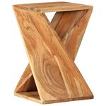 vidaXL Twisted Solid Acacia Wood Side Table - Rustic Brown | Vintage-style End Table | Living Room and Bedroom Accent Furniture | No Assembly Required