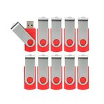 Alihelan 10pcs 4GB USB Flash Drives USB 2.0 Thumb Drive Bulk Pack Swivel Memory Stick 4 GB Fold Storage Jump Drive Zip Drive, 10 Pack Red