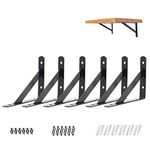 AddGrace 6" Triangle Shelf Brackets 6pcs Home Decoration Brackets DIY Wall Mount Shelf Supports Black Shelf Brackets Heavy Duty Iron Brackets (Black) 6"