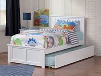 Atlantic Furniture Madison Bed with Matching Footboard and Twin Extra Long Trundle, XL, White