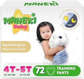 Maneki Baby Hypoallergenic Potty Training Pants 4T–5T, 72 Count (35–44 lbs), Pull-On Diaper Pants & Training Underwear, Soft, Unscented & High Absorbency for Overnight & Daily Use (Pack May Vary)
