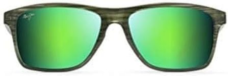 Maui Jim Men's Onshore Sunglasses, Olive Stripe Fade/Green Mirror Polarized, Large