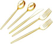 SUT 300 Pcs Gold Plastic Cutlery, G