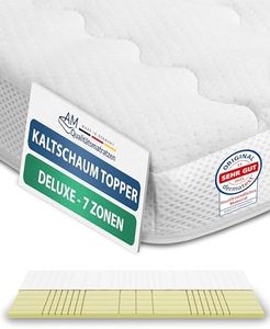 AM Qualitätsmatratzen 3D Deluxe 7 Zonen Kaltschaum Topper 180x200cm RG50 - Made in Germany - Atmungsaktiver Topper 180x200-8cm - Matratzenauflage 180x200 mit Lyocell Bezug und Anti-Rutsch Funktion