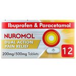 Nuromol Pain Relief Ibuprofen and Paracetamol Tablets, 12 Pack, Migraine Relief, Headache Relief, Joint Pain Relief, Period Pain Relief, Flu Tablets, Powerful Painkillers, Paracetamol, Pain and Fever