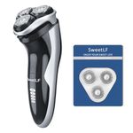 SweetLF Electric Razor for Men-[New] (Plus 3 Blades), IPX7 Waterproof Wet and Dry Use, 120 Running Time Rechargeable Mens Electric Razor, 2 Years Warranty (Black)