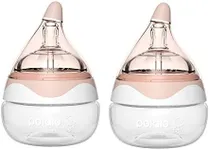 POTATO Glass Baby Bottles for Newborn Babies, Anti Colic Breastfeeding Bottle with Wide Neck, Slow Flow, 2pack, 2.5oz, Pink