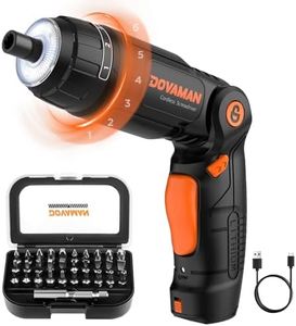 DOVAMAN Destornillador Eléctrico, Atornillador Eléctrico con 31 Puntas, Batería de 4V y 2000mAh, Mango de 3 Posiciones, 6 Niveles de Torque, LED y Linterna, con Estuche de Accesorios - DES01A