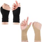 2 Pairs Thumb Compression Arthritis Gloves Gel Hand Wrist Support Gel Thumb Protect Support Thumb Arthritis Hand Wrist Brace for Sport Pain Relief Men and Women Fits Both Hands, L, Nude Color Black