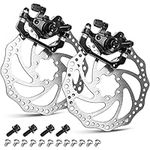 TOBWOLF 1 Pair MTB Front & Rear Cable Disc Brake Aluminum Alloy Caliper Post Mount, 2PCS 160mm Stainless Steel 6-Bolt Disc Rotors for Mountain Bike Road Bike Folding Bike BMX