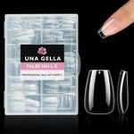 UNA GELLA Short Coffin Nail Tips 216pcs Short Coffin Gel x Nail Tips 12 Sizes Short Coffin Full Cover Nail Tips Soft Gel Clear Fake Nails Extension for Home DIY Nail Salon