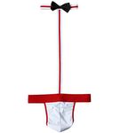 Olens Men's Sexy Collared Bow Tie Manikini Swimsuit Thong Halloween Costume