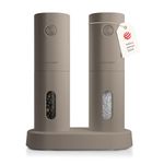 LARS NYSØM Electric Salt and Pepper Grinder Set I Automatic Salt and Pepper Mills with Adjustable Ceramic Grinder I USB Rechargeable Electric Spice Grinder Set (Greige)