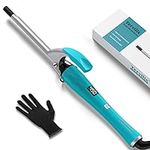 Terviiix Small Curling Iron for Short to Medium Hair, Ceramic Thin Curling Wand for Defined Tight Curls, Spiral Natural Ringlets, 12 Heat Settings, LCD Digital Display, Dual Voltage, 3/8''