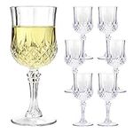 Taylor & Brown Clear Crystal Effect Plastic Highball Whiskey Wine Champagne Flute Glasses Drinks Cups Reusable for Parties, Weddings, Outdoor Events, BBQ and Picnics (6, Wine)