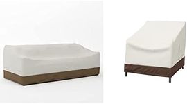 Amazon Basics Griffen 3-Seater Sofa Outdoor Patio Furniture Cover + Lounge Deep-Seat Outdoor Patio Furniture Cover Set of 2