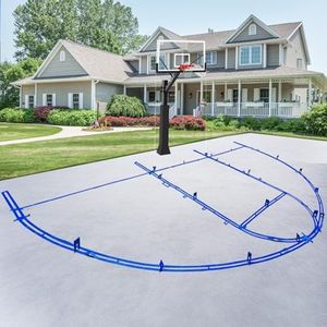 Waterproof Basketball Court Stencil Kit for Concrete, Basketball Court Marking Kit, Resuable More Than 100 Times, NOT Paper Board, Sun-Resistant, Upgrade PC Material with Install Instruction