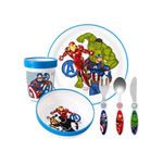 bluKids 6 Piece Reusable Dinner Set - Plate/Bowl/Cup/Knife/Fork/Spoon - Childrens Dinnerware Tableware Cutlery Set