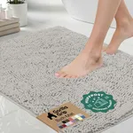 GORILLA GRIP Bath Rug Mat 70x24, Soft Absorbent Chenille, Quick Dry Microfiber Mats, Rubber Backing Washable Shower Floor Rugs, Bathmat Runner, US Designed Bathroom Home Decor Accessories Light Gray